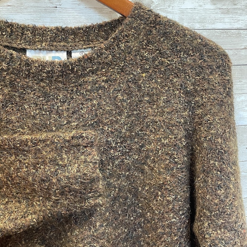 Vintag Paul Harris Womens S Sweater Mohair Blend Brown Pullover Crew Long Sleeve